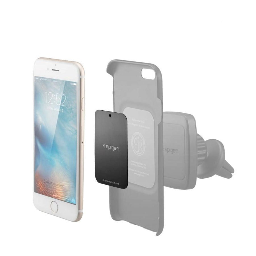 Spigen MP-4P Metallplater til Magnetisk Bilholder x 4 - Svart