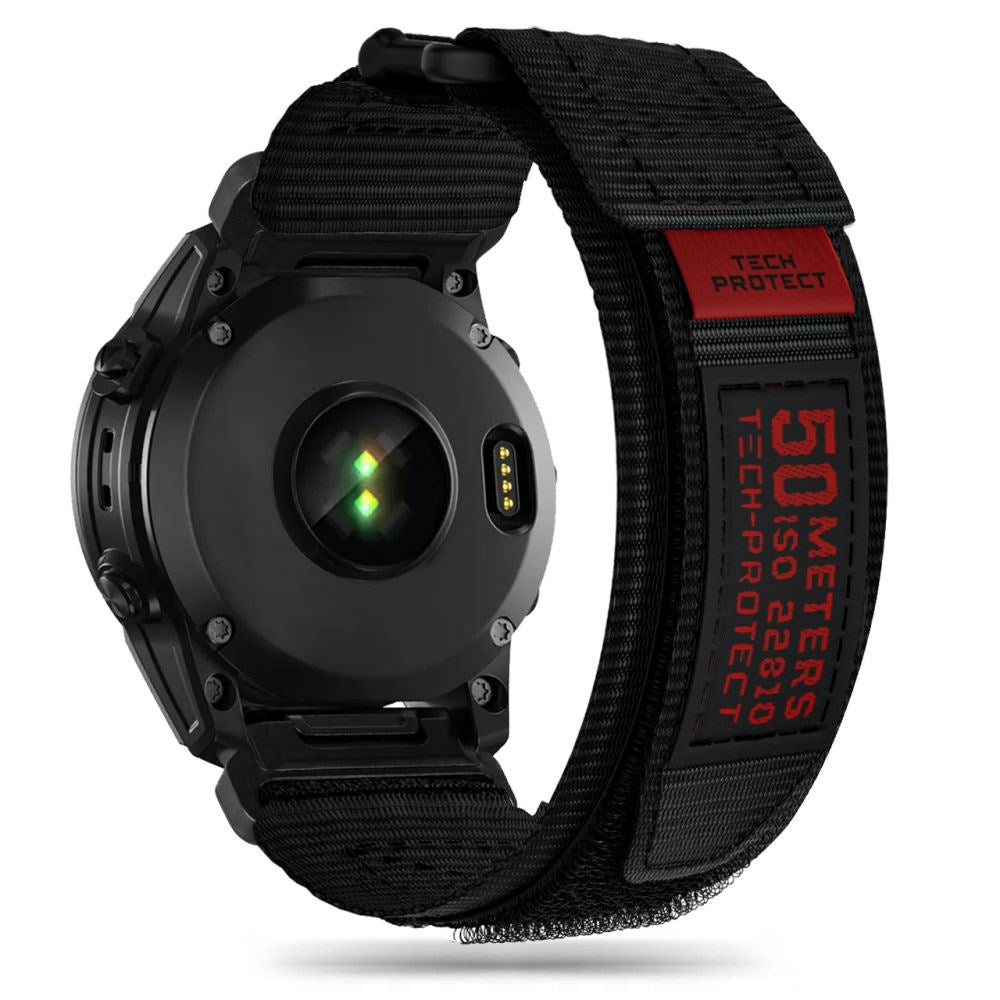 Universal Garmin 22mm QuickFit Tech-Protect Scout Pro Stoffrem - Svart