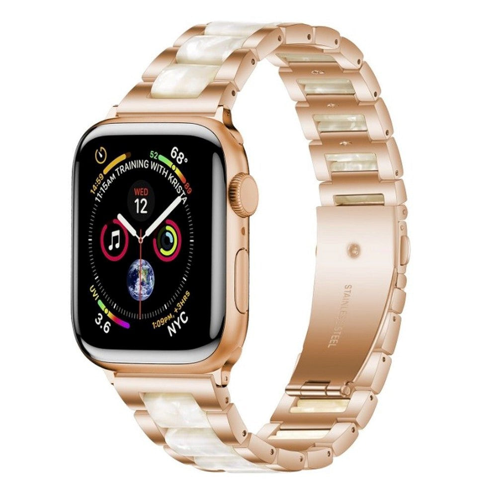 Apple Watch (38/40/SE/41/42mm) Tech-Protect Urrem i Rustfritt Stål - Rose Gull / Hvit Marmor