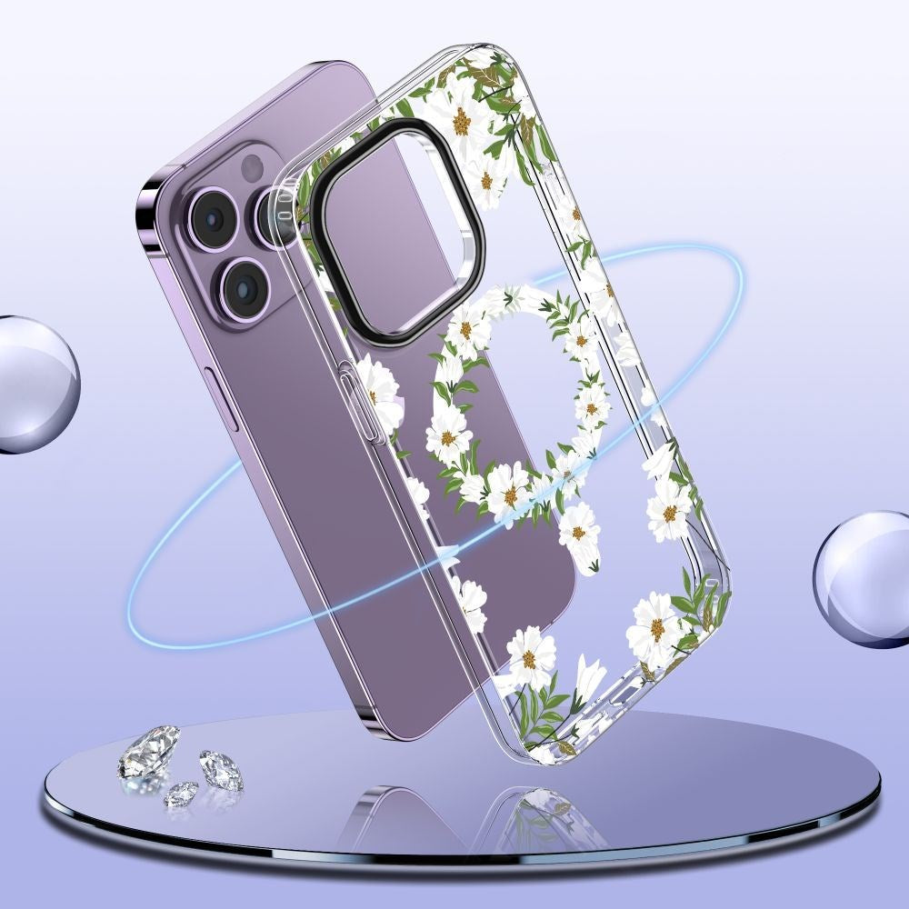 iPhone 15 Pro Max Tech-Protect MagMood Deksel - MagSafe Kompatibel - Spring Daisy