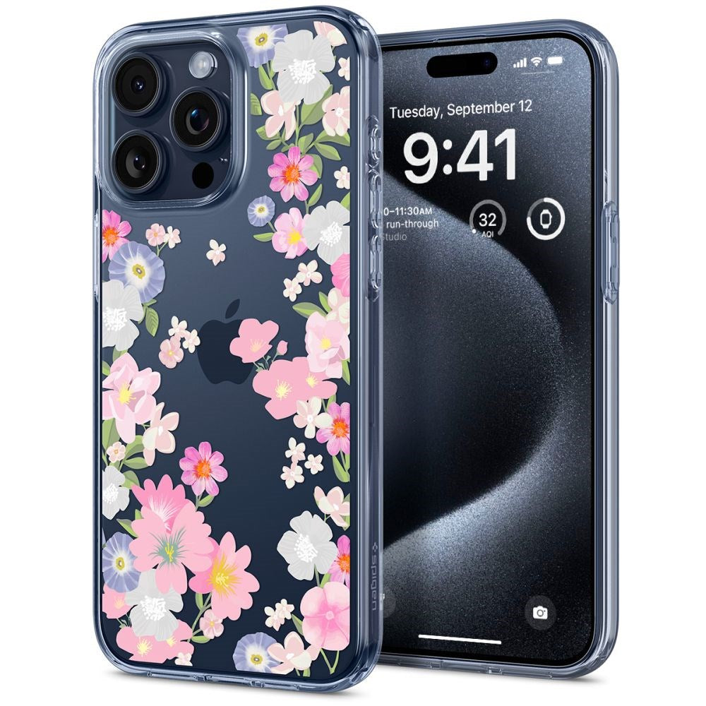 iPhone 15 Pro Spigen Liquid Crystal Deksel - Blossom