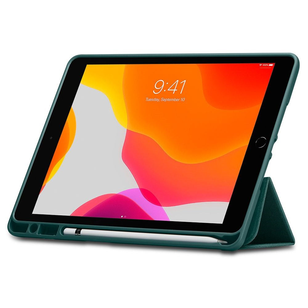 iPad 10.2" (2021 / 2020 / 2019) Spigen Urban Fit Stoff Deksel med Pekepenn Holder - Grønn