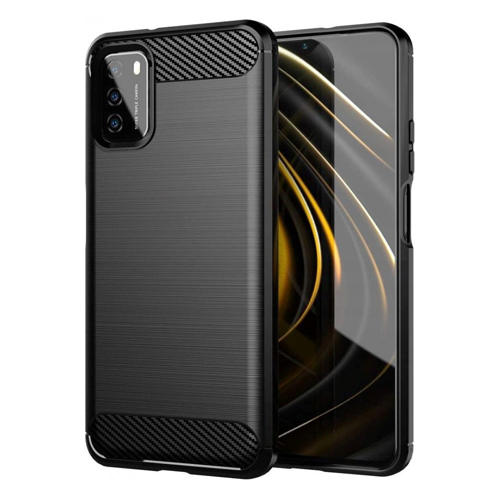 Xiaomi Poco M3 Tech-Protect Fleksibelt Carbon Plastdeksel - Svart