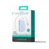 Joyroom JR-PR2 35W PowerBank m. Uttrekkbart USB-C Kabel & Innebygd USB-C Kabel - 10.000 mAh - Lyseblå