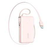 Joyroom JR-PR2L 35W PowerBank m. Uttrekkbart USB-C Kabel & Innebygd Lightning Kabel - 10.000 mAh - Rosa