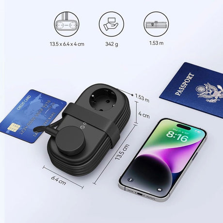 ORICO 20W 5-i-1 Strømskinne med 2 x Schuko 2 x USB-A 1 x USB-C - Svart