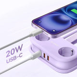 ORICO 20W 5-i-1 Strømskinne med 2 x Schuko 2 x USB-A 1 x USB-C - Lilla