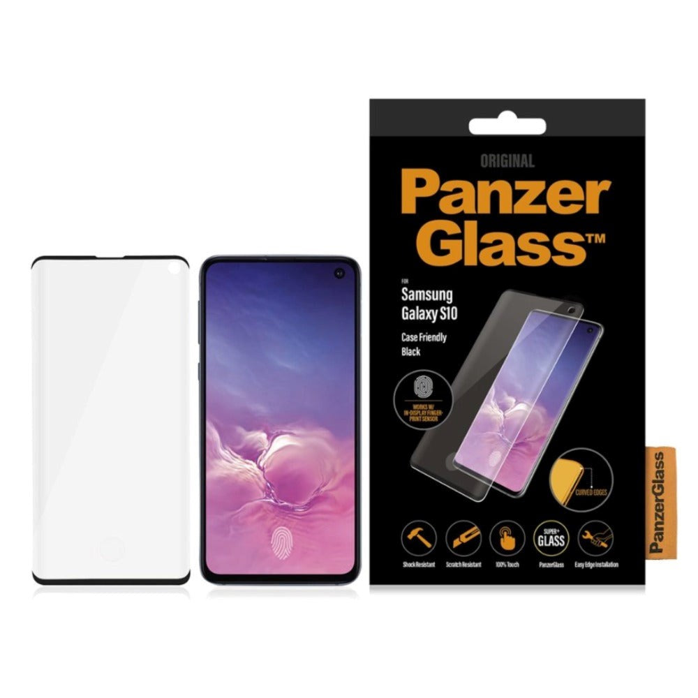 Samsung Galaxy S10 PanzerGlass Curved Glass Skjermbeskytter - Fingerprint & Case Friendly - Svart