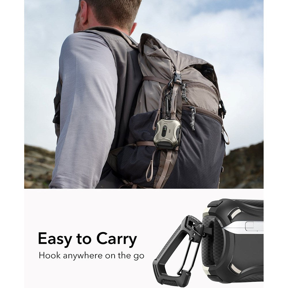 ESR AirPods Pro (3. gen.) Cyber FlickLock Deksel med Karabinkrok – Titan