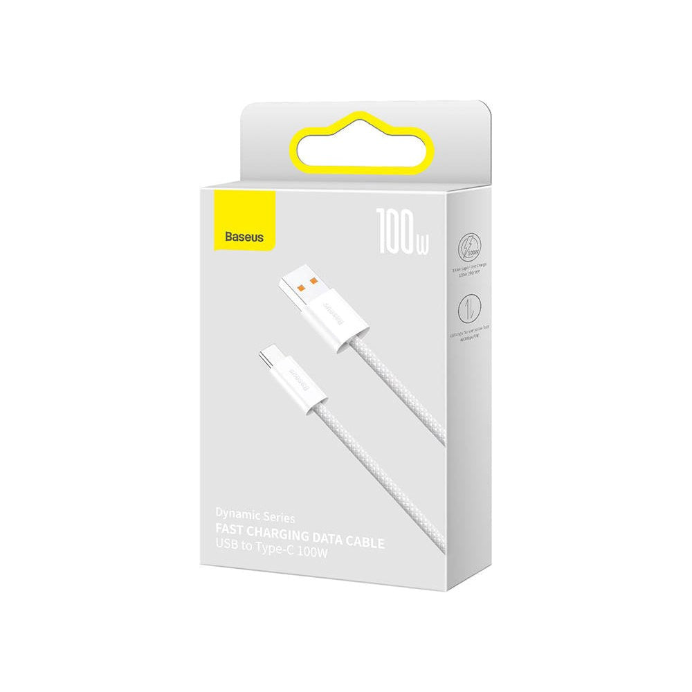 Baseus Dynamic Series 100W USB-A til USB-C Kabel - 1m - Hvit