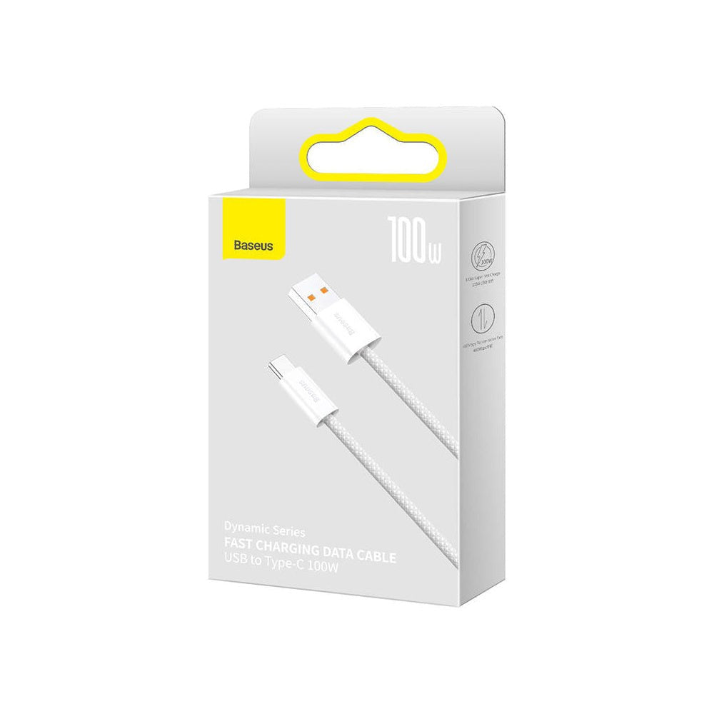 Baseus Dynamic Series 100W USB-A til USB-C Kabel - 2m - Hvit