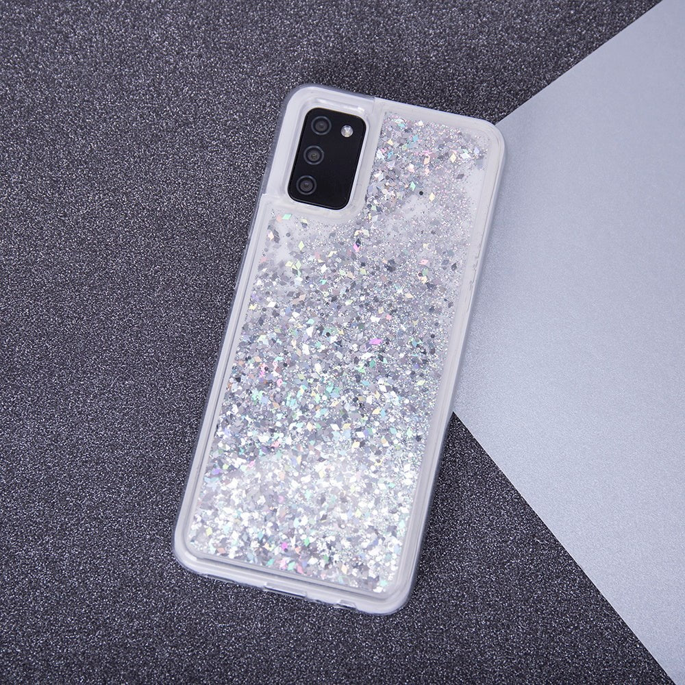 Samsung Galaxy S23 Gjennomsiktig Glitter Deksel - Sølv