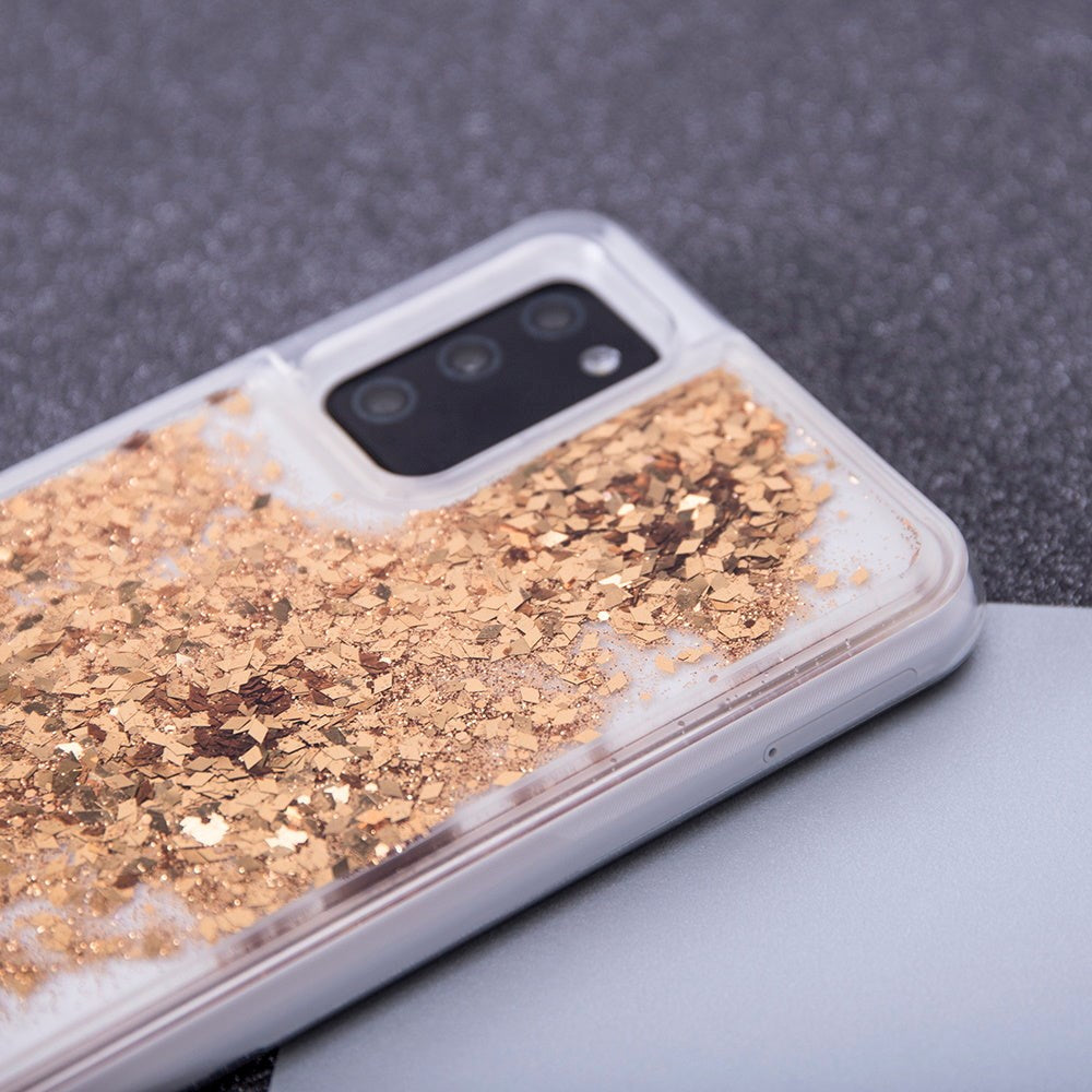 Samsung Galaxy S23 Ultra Gjennomsiktig Glitter Deksel - Gold