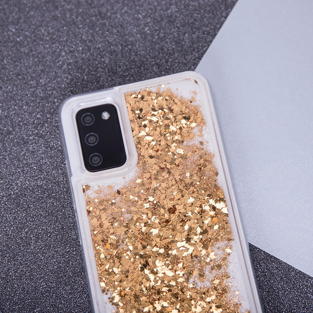 Samsung Galaxy S23 Ultra Gjennomsiktig Glitter Deksel - Gold