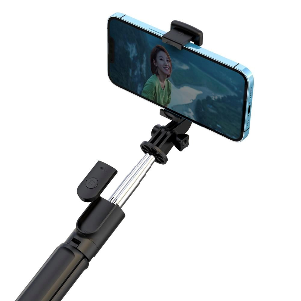 XO SS09 Selfie Stick m. Trådløs Knapputløser og Stativ - Svart