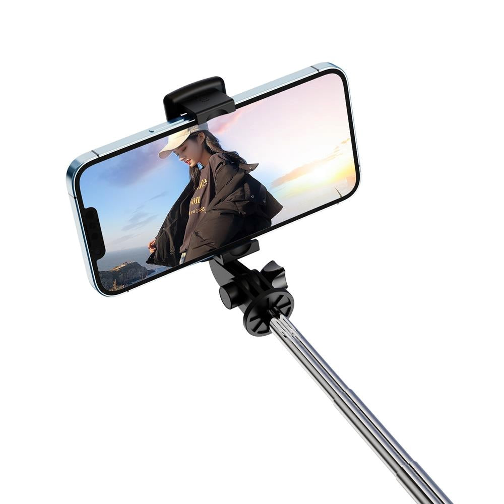 XO SS09 Selfie Stick m. Trådløs Knapputløser og Stativ - Svart