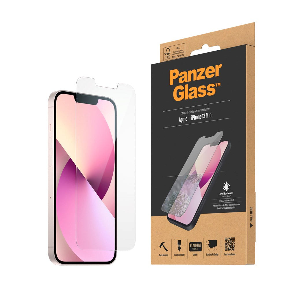 iPhone 13 Mini PanzerGlass AntiBacterial Standard Fit Beskyttelsesglass - Gjennomsiktig