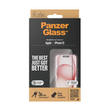 iPhone 15 PanzerGlass Ultra Wide Fit Skjermbeskyttelse m. EasyAligner - Diamond Strength - Gjennomsiktig / Svart Kant