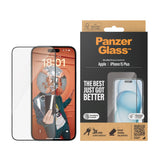 iPhone 15 Plus PanzerGlass Ultra Wide Fit Skjermbeskyttelse m. EasyAligner - Diamond Strength - Gjennomsiktig / Svart Kant