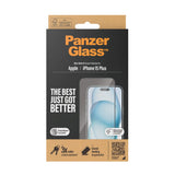 iPhone 15 Plus PanzerGlass Ultra Wide Fit Skjermbeskyttelse m. EasyAligner - Diamond Strength - Gjennomsiktig / Svart Kant