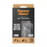 iPhone 15 Pro Max PanzerGlass Ultra Wide Fit Skjermbeskyttelse m. EasyAligner - Diamond Strength - Gjennomsiktig / Svart Kant