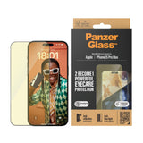 iPhone 15 Pro Max PanzerGlass Ultra Wide Fit Skjermbeskyttelse m. EasyAligner - Anti-Reflective - Anti-Blue Light - Diamond Strength - Gjennomsiktig / Svart Kant