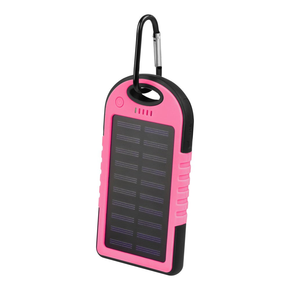 Setty Powerbank med Solcelle 5000 mAh 10W 2 x USB-A - Pink