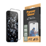 iPhone 16 Pro Max PanzerGlass Ultra Wide Fit Skjermbeskyttelse m. EasyAligner - Aluminum Frame - Diamond Strength - Gjennomsiktig / Svart Kant