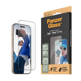 iPhone 16 Pro PanzerGlass Ultra Wide Fit Skjermbeskyttelse m. EasyAligner - Diamond Strength - Gjennomsiktig / Svart Kant