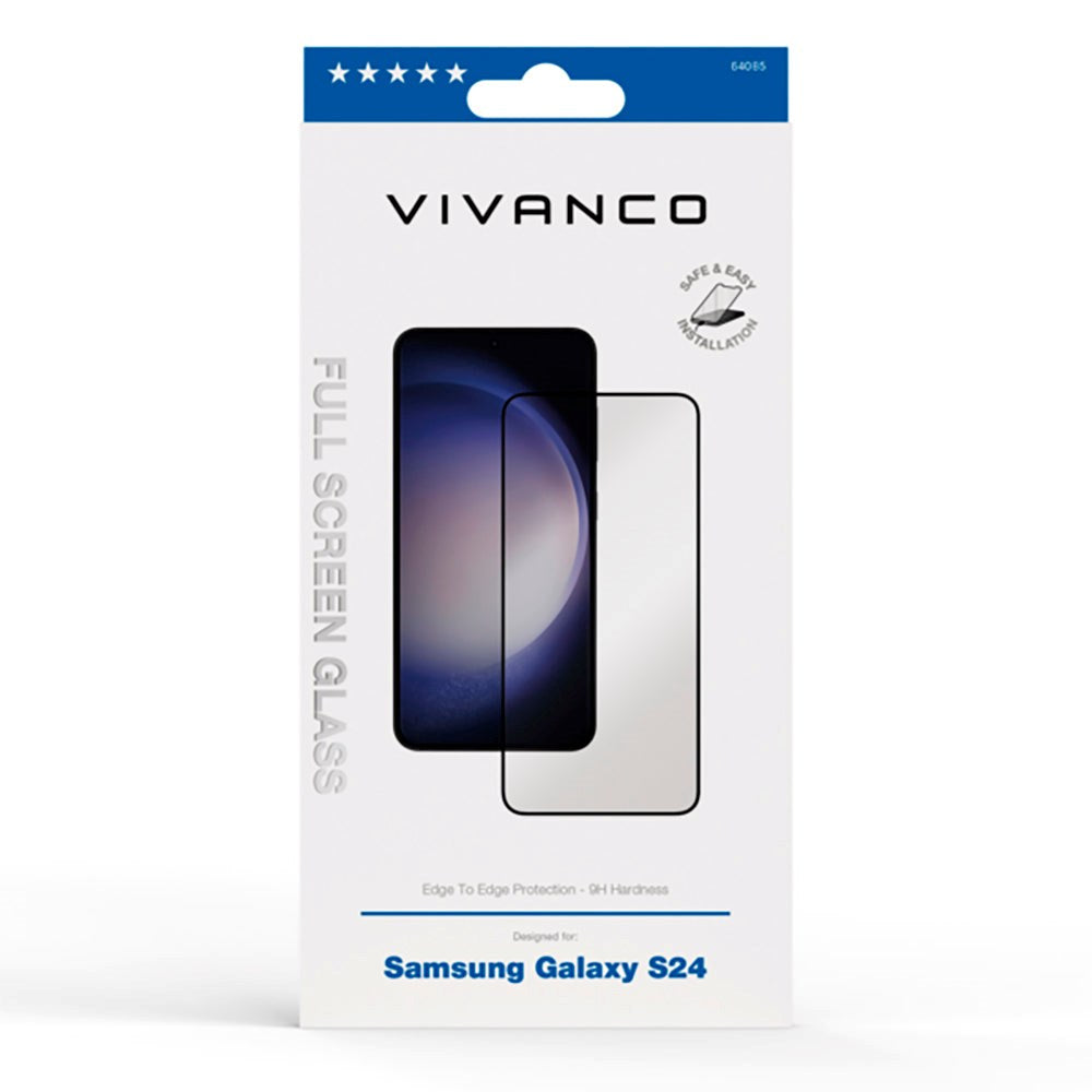 Samsung Galaxy S24 Vivanco Skjermbeskytter - Herdet glass - Gjennomsiktig Med Svart Kant