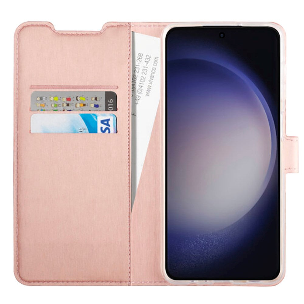 Samsung Galaxy S24 Vivanco Classic Wallet Kunstskinn Flipdeksel med Lommebok - Rose Gold