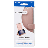 Samsung Galaxy S24 Vivanco Classic Wallet Kunstskinn Flipdeksel med Lommebok - Rose Gold