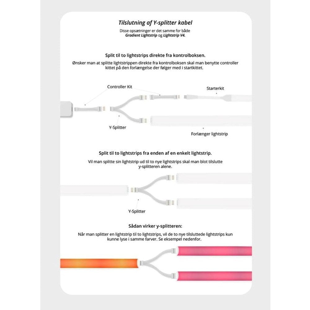 Lysløsninger - Philips Hue Gradient LightStrip Y-Splitterkabel - Hvit