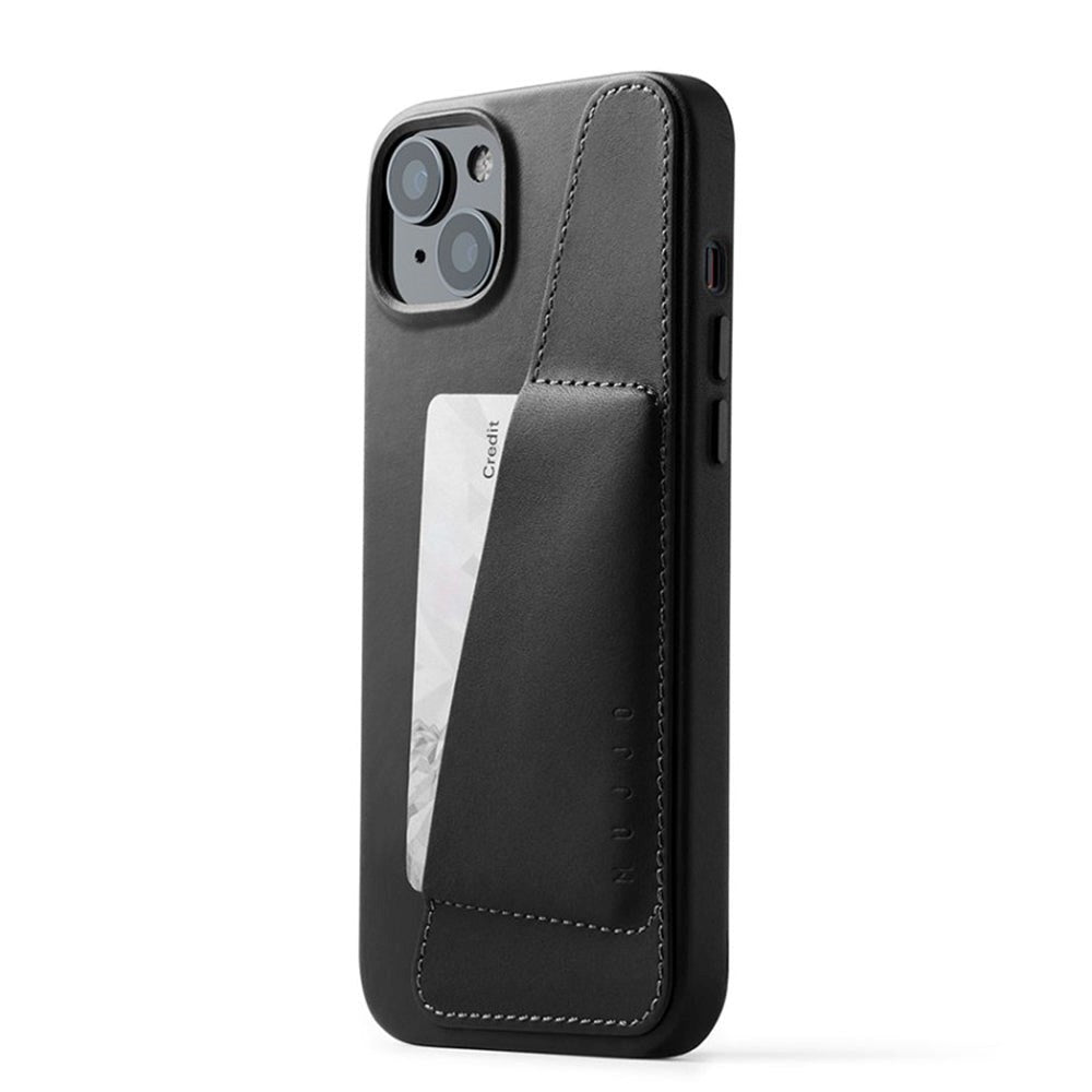 Mujjo iPhone 14 Plus Leather Wallet Deksel - Svart