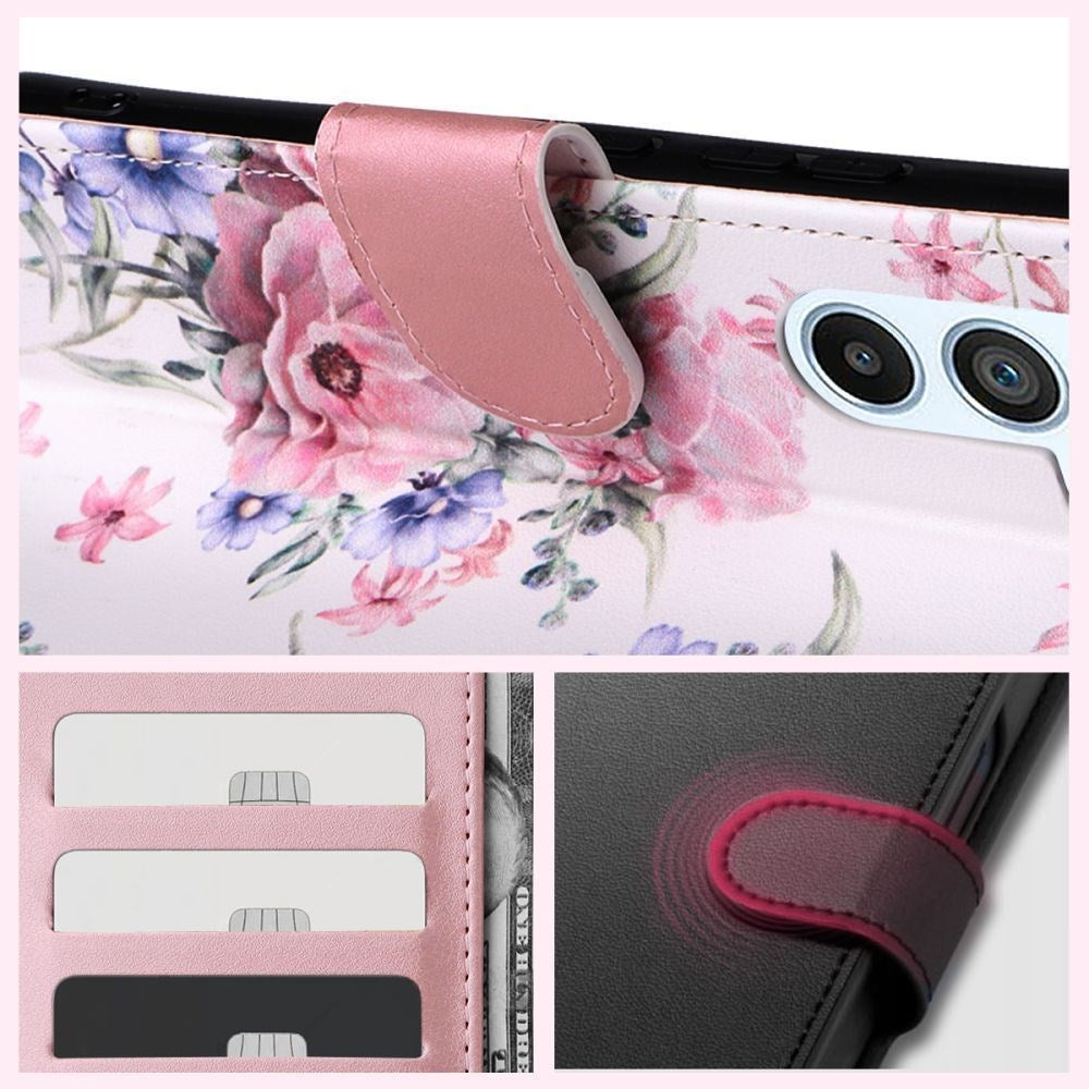 Xiaomi Poco C65 / Redmi 13C Tech-Protect Flip Wallet med Lommebok - Blossom Flower