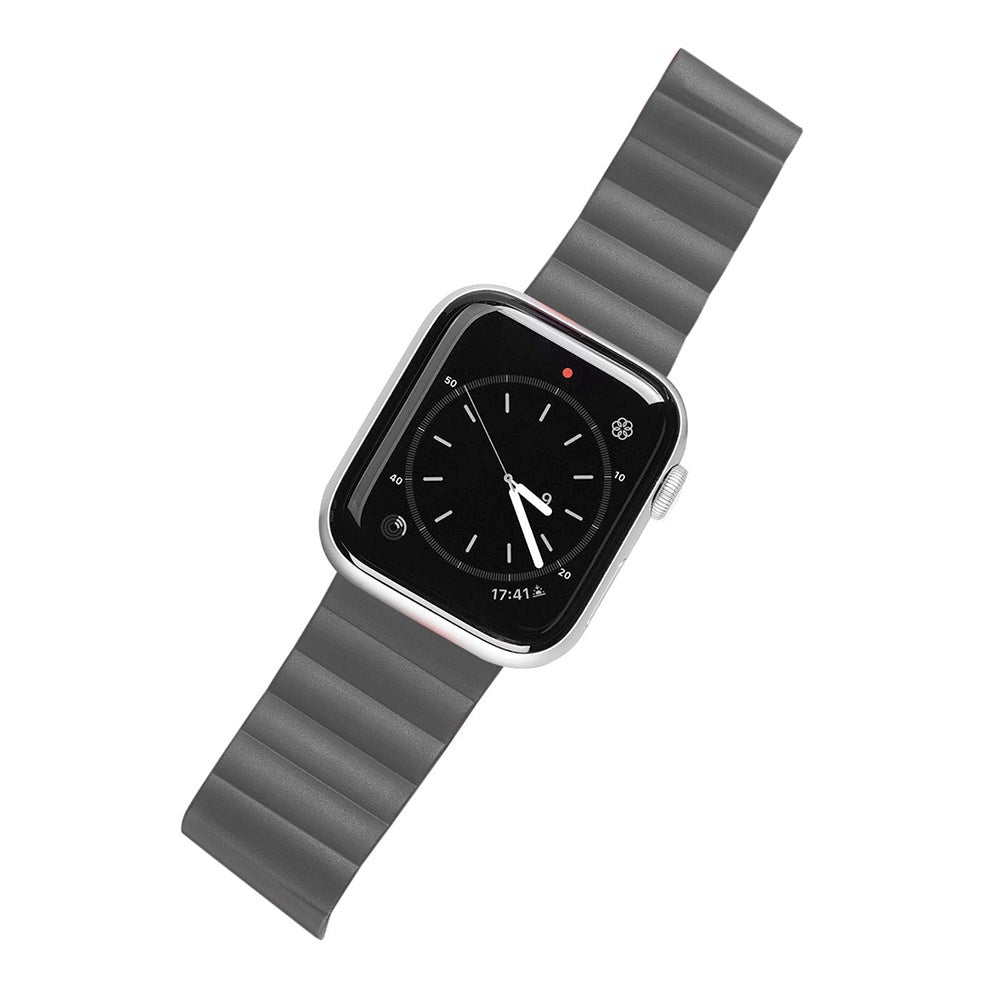 Apple Watch (42/44/SE/45/46/49mm) Dux Ducis Silikon Klokkerem m. Magnetisk Lukking - Grå / Oransje