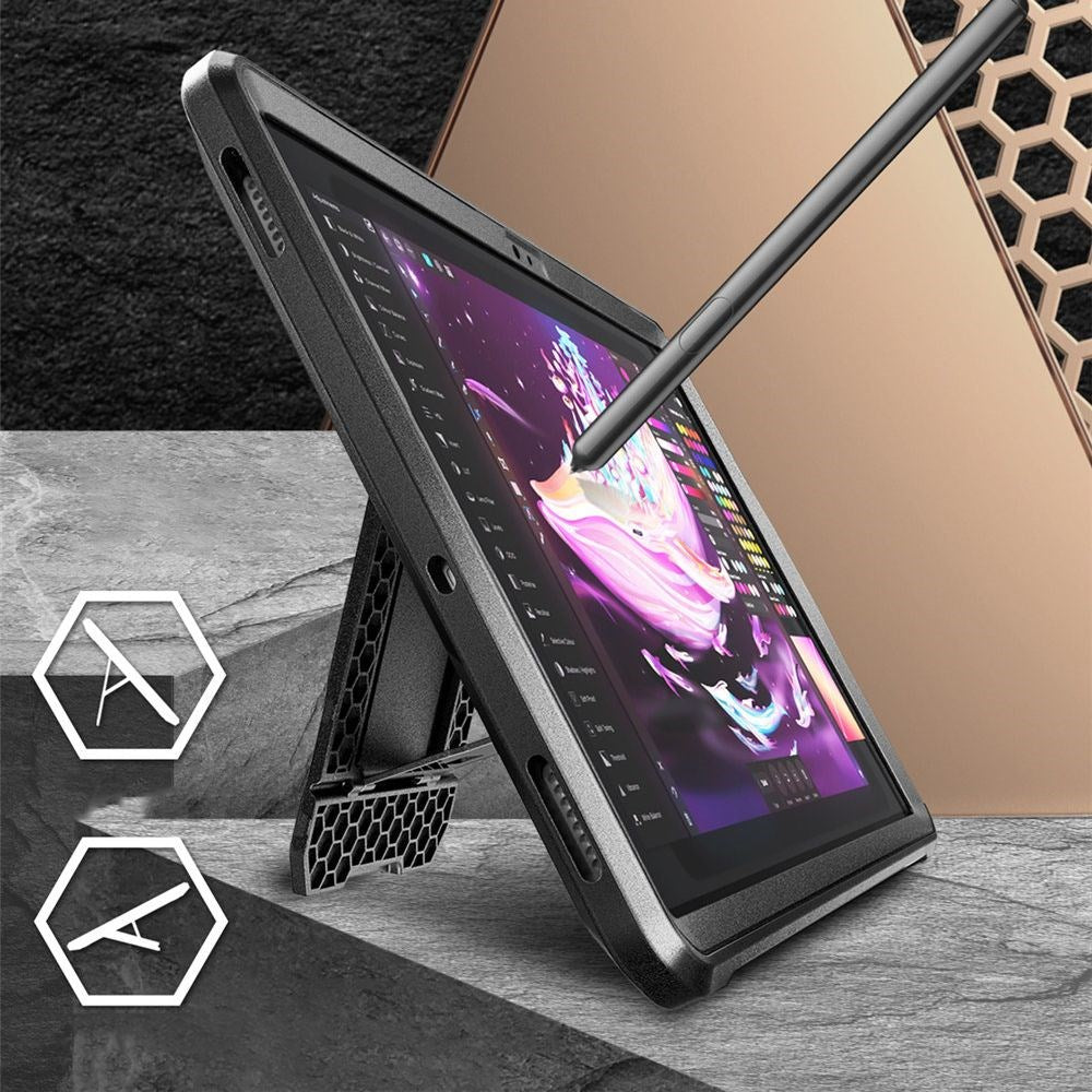 Samsung Galaxy Tab S9 FE+ (Plus) Håndverker Deksel - Supcase Beetle Unicorn Pro Bak Deksel m. Skjermbeskytter - Svart