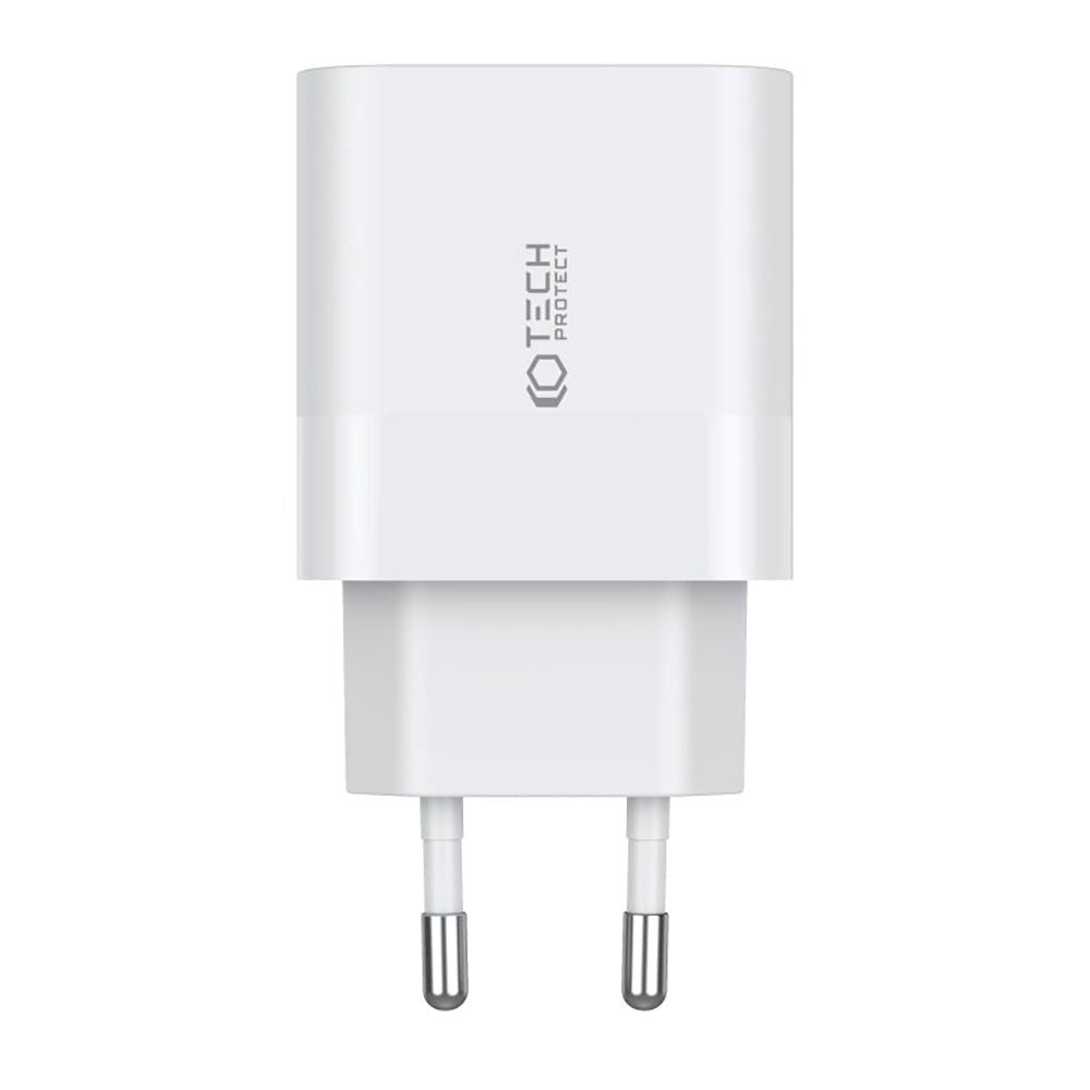 Tech-Protect 20W Vegglader med 2 x USB-C & USB-C-kabel - Hvit