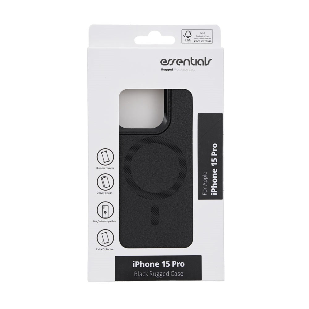 iPhone 15 Pro Essentials Rugged Deksel - MagSafe Kompatibel - Svart