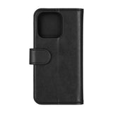 iPhone 16 Pro Essentials Kunstskinn Flip Deksel m. Kortholder & Stativfunksjon - Svart
