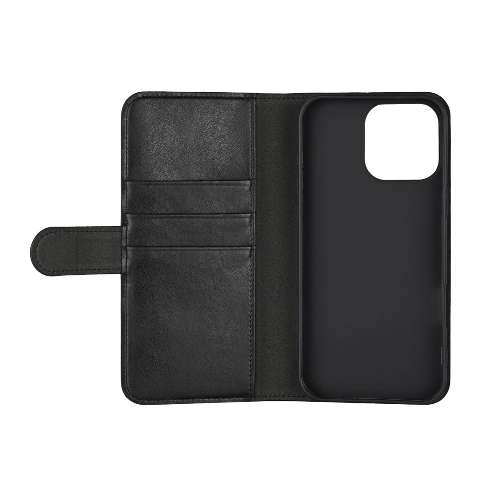 iPhone 16 Pro Max Essentials Kunstskinn Flip Deksel m. Kortholder & Stativfunksjon - Svart
