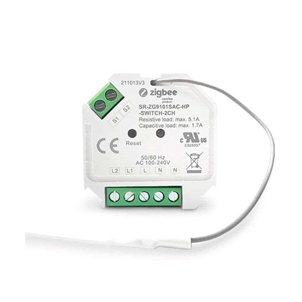 Light Solutions - Mini ZigBee Double Switch - 2 x 390W - Hvit