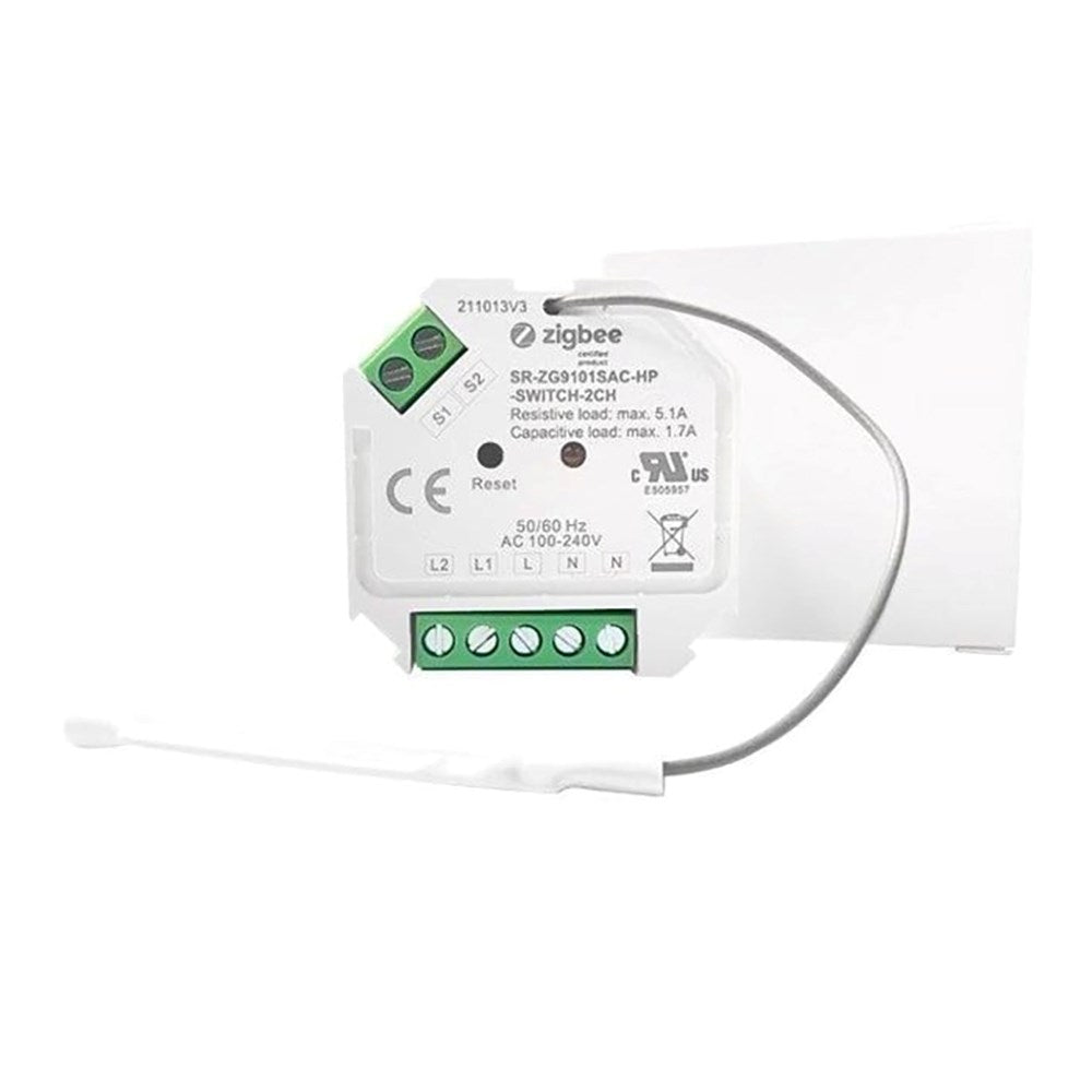 Light Solutions - Mini ZigBee Double Switch - 2 x 390W - Hvit