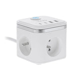 T'NB 7-i-1 Strømstikk - 3 x Uttak / 2 x USB-C / 2 x USB-A - Hvit