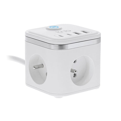 T'NB 7-i-1 Strømstikk - 3 x Uttak / 2 x USB-C / 2 x USB-A - Hvit