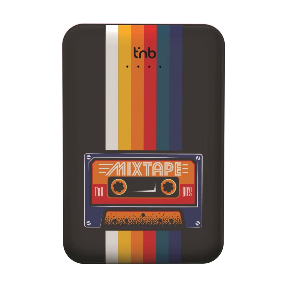 T'NB Powerbank 5000 mAh - 20W - 2 x USB-A - 1 x USB-C - Kassettbånd Design