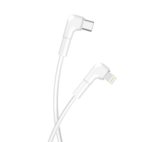 Maxlife USB-C til Lightning Vinklet Kabel 27W - 1m - Hvit