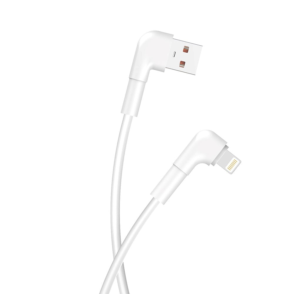 Maxlife USB-A til Lightning Vinklet Kabel 12W - 1m - Hvit