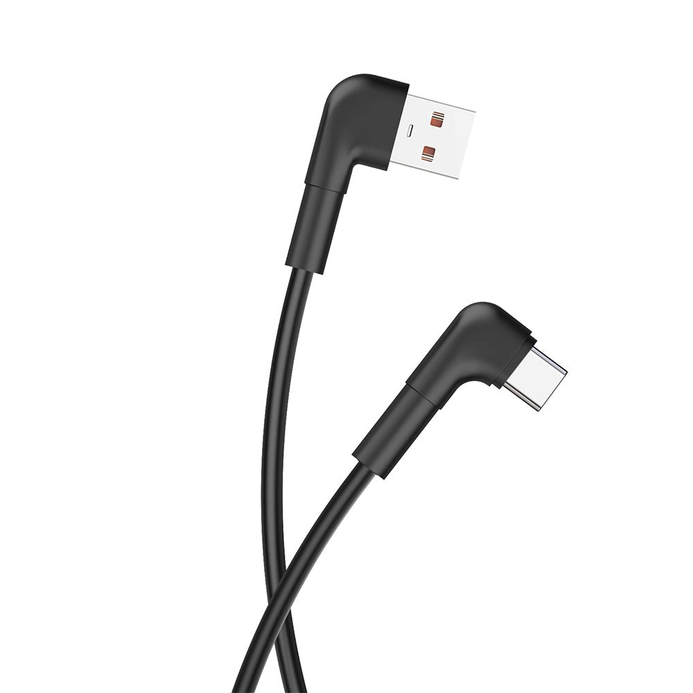 Maxlife USB-A til USB-C Vinklet Kabel 15W - 1m - Svart