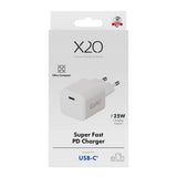 X2O 25W Vegglader m. 1x USB-C - Hvit